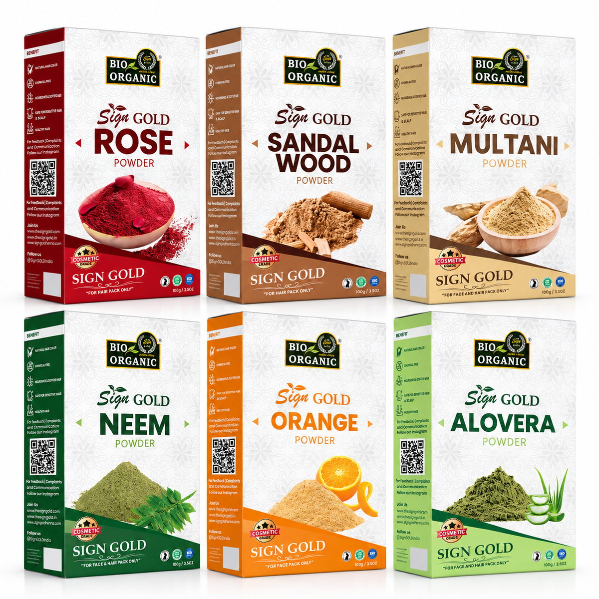 Rose, Sandalwood, Multani Mitti, Neem, Orange & Aloe Vera | 600g | Face Pack Powder