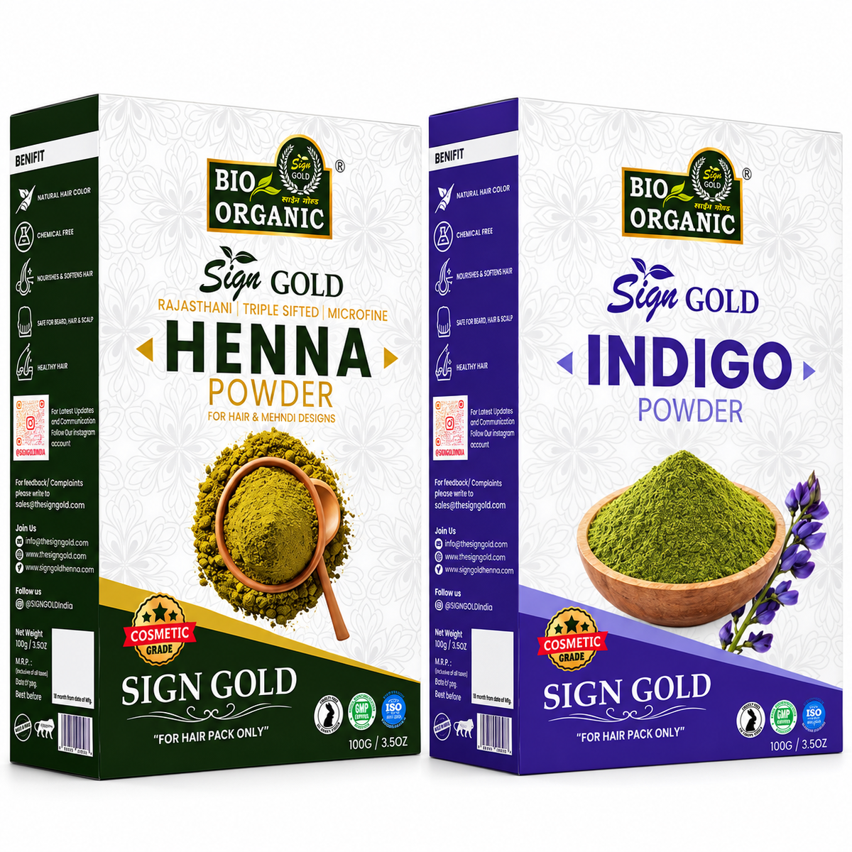 Henna & Indigo Powder|Combo Pack| Natural Hair Dye|100gm +100gm|